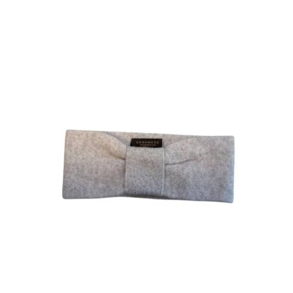Charter Club Luxury 100% Cashmere Headband Bow Ear Warmer Light Grey Heather OS